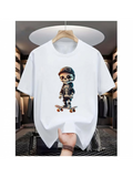 Men's T-Shirt Urban Cool With Helmet And Skateboard Youth Boy