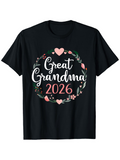 Men's T-Shirt Great Grandma 2026 Surrounded By Pink Floral Hearts And Green Leaves Wreath