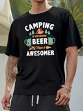 Men's T-Shirt Camping Is Awesome Beer Makes It Awesomer Under Mountain And Forest Graphic