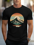 Men's T-Shirt Retro Sunset With Majestic Mountains Reflected On Calm Lake