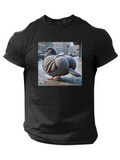 Men's T-Shirt Urban Backdrop Showing Pigeon Among City Light Reflections