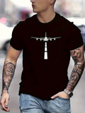 Men's T-Shirt Landing Airplane On Straight Runway Under Clear Sky Plane