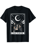 Men's T-Shirt The Tortie Mystical Night With Clouds Stars Crescent Moon Cat