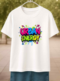 Men's T-Shirt Urban Energy Vibrant Graffiti Style Lettering With Splashes And Stars T Shirt