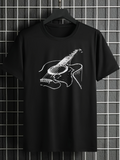 Men's T-Shirt Artistic Lines Forming Melodic Strings Guitar In Abstract Motion Guitar