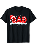 Men's T-Shirt Festive Red White Candy Cane Letters With Snowflakes Dad