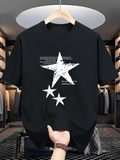Men's T-Shirt Abstract Scribbled Stars With Text Fragments And Black Background T Shirt