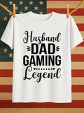 Men's T-Shirt Husband Dad Gaming Legend With Playful Font And Minimalist Black Text Statement