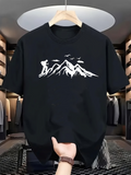 Men's T-Shirt Hiker With Majestic Snowcapped Mountains And Flying Birds Adventure