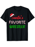 Men's T-Shirt Santas Favorite Festive Colors With Holiday Lettering Wrestler