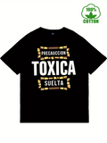 Men's T-Shirt Warning Statement Bold Letters With Yellow Graphic Elements T Shirt
