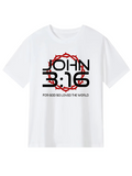 Men's T-Shirt John 316 With Red Crown Of Thorns Centered Over White Shirt
