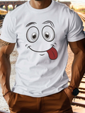 Men's T-Shirt Goofy Cartoon Face With Playful Eyes Cheeky Smile And Tongue Out Expression
