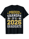 Men's T-Shirt Proud Grandpa Of A 2026 Graduate With Yellow Stars And Classic Graduation Caps T Shirt