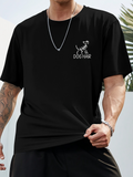 Men's T-Shirt Minimal Line Style Playful Cartoon Dog With Lettering Dog Hair