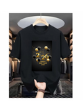 Men's T-Shirt Happy New Year Festive Gold Spheres With Sparkling Confetti Under Night Sky
