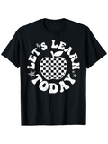 Men's T-Shirt Lets Learn Today With Checkered Pattern Surrounding Apple