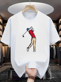 Men's T-Shirt Stylish Player With Hat Swinging Golf Club Under Ceiling Lights Golfer