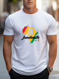 Men's T-Shirt Juneteenth Raised Fist Graphic With Colorful Africa Map Motif