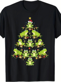 Men's T-Shirt Playful Green Frogs Arranged In Festive Holiday Christmas Tree Formation