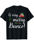 Men's T-Shirt A Very Merry Bunco Red Truck With Christmas Tree And Holly Leaves Bunco