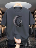 Men's T-Shirt Astronaut Reaching For Crescent Moon Under Starry Sky