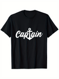 Men's T-Shirt Captain With Nautical Anchor Under Modern Cursive Script Text