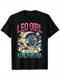 Men's T-Shirt Leo Girl Powerful Zodiac Magic With Dreamy Clouds Lion Moon