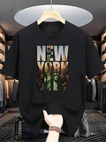 Men's T-Shirt New York Statue Of Liberty And City Lights Skyline