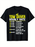 Men's T-Shirt Tow Driver Humorous Service Pricing Chart With Bold Roadside Icons Black T Shirt