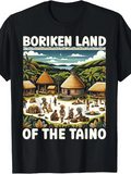 Men's T-Shirt Boriken Land With Tribal Village Huts Under Lush Green Mountains Taino