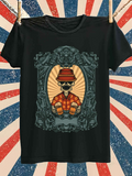 Men's T-Shirt Retro Frame With Cool Skeleton Wearing Sunglasses And Vintage Hat Shirt