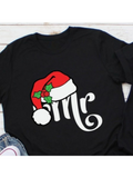 Men's T-Shirt Festive Red Santa Hat Decorative Script Lettering With Holiday Holly Adornment