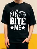 Men's T-Shirt Oh Bite Me Jumping Fish Over Block Letters T Shirt