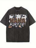Men's T-Shirt Halloween Themed Dripping Letters Surrounded By Spider Webs And Bats Mama