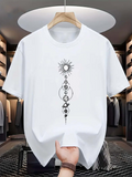 Men's T-Shirt Bohemian Sun Phases With Ornamental Cosmic Geometry Centered Symbol