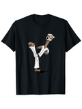 Men's T-Shirt Cartoon Otter Practicing Karate In White Uniform Standing Calmly Otter