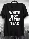 Men's T-Shirt White Boy Of The Year Bold White Letters On Solid Black Shirt