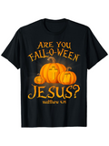 Men's T-Shirt Are You Fall O Ween Jesus Pumpkins With Glowing Cross Surrounded By Scripture