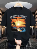 Men's T-Shirt Sequest Of Craney Shimmering Sunset Reflections With Palm Trees And Seabirds Over Ocean Beach