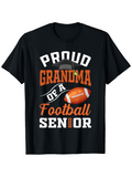 Men's T-Shirt Proud Grandma Of A Football Senior With Glowing Orange Ball Under White Letters