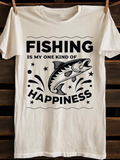 Men's T-Shirt Fishing Is My One Kind Of Happiness Splashing Water With Energetic Jumping Fish