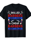 Men's T-Shirt Skilled Barbers With Scissors And Classic Shaving Razors Black T Shirt