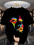 Men's T-Shirt Abstract Neon Colors With Bold Facial Expression Portrait Face