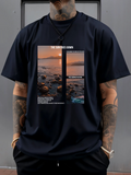 Men's T-Shirt The Sunrise Dawn With Calm Ocean Rocks And Shimmering Water View