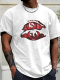 Men's T-Shirt Red Lips With Grunge Art Dollar And Globe Motif