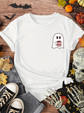 Men's T-Shirt Cute Cartoon Ghost With Pink Tongue And Simple Outline Ghost