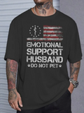Men's T-Shirt Emotional Support Husband American Flag Distressed Graphic With Warning Text Husband