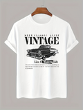 Men's T-Shirt Keep Classic Alive Vintage Text With Retro Car Drawing Featuring Oldtimers