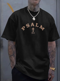 Men's T-Shirt Psalm Lettering With Centered Cross And Minimal Graphic Tee